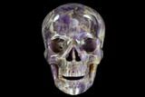 Realistic, Carved Chevron Amethyst Skull #116397-2